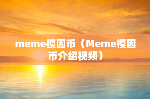 meme模因币（Meme模因币介绍视频）