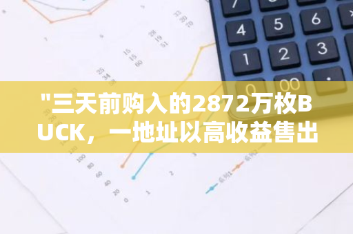 "三天前购入的2872万枚BUCK，一地址以高收益售出，赚取超过百万美元"