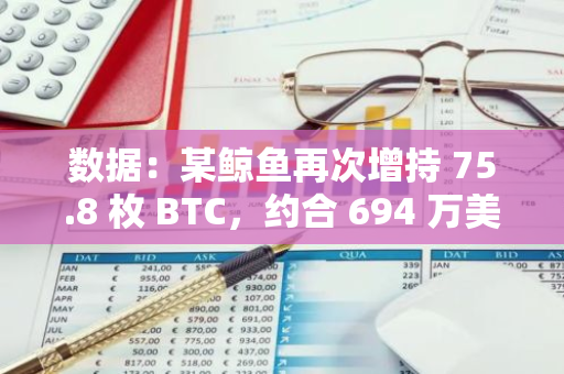 数据：某鲸鱼再次增持 75.8 枚 BTC，约合 694 万美元