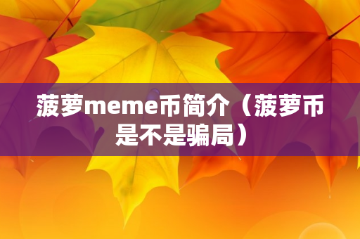 菠萝meme币简介（菠萝币是不是骗局）