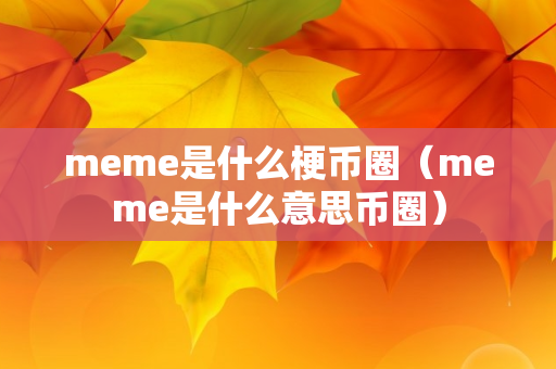 meme是什么梗币圈（meme是什么意思币圈）