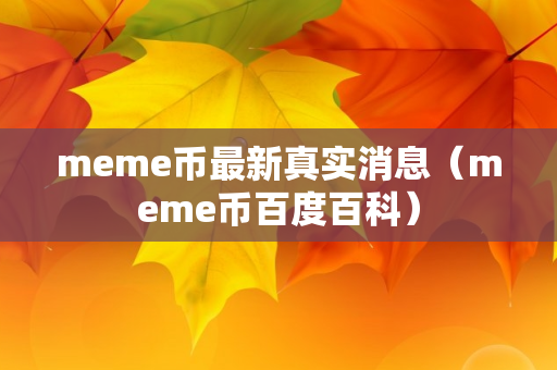 meme币最新真实消息（meme币百度百科）