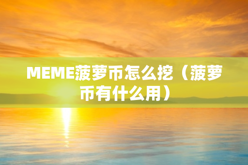 MEME菠萝币怎么挖（菠萝币有什么用）