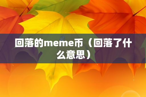 回落的meme币（回落了什么意思）