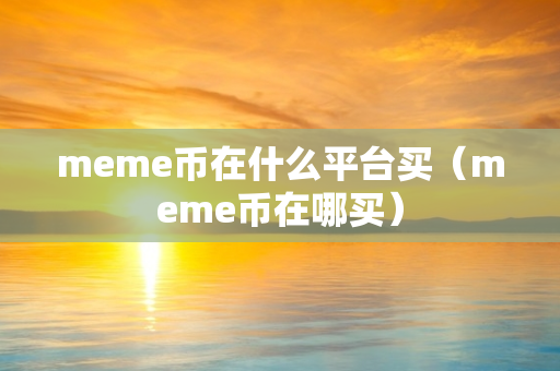 meme币在什么平台买（meme币在哪买）