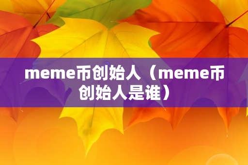 meme币创始人（meme币创始人是谁）