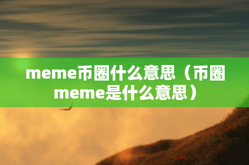 meme币圈什么意思（币圈meme是什么意思）