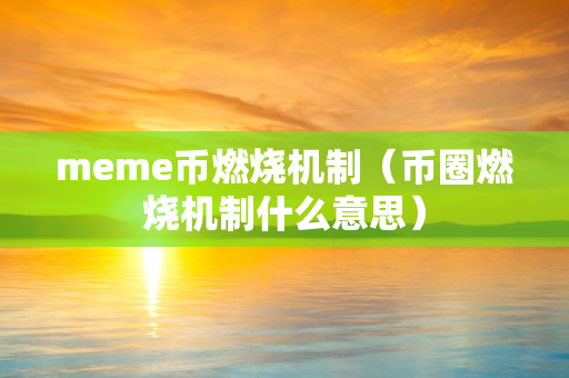 meme币燃烧机制（币圈燃烧机制什么意思）