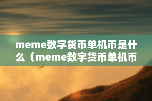 meme数字货币单机币是什么（meme数字货币单机币是什么意思啊）