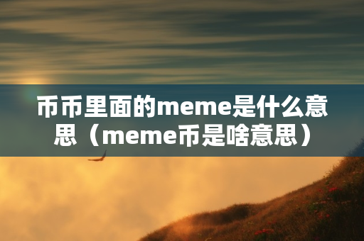 币币里面的meme是什么意思（meme币是啥意思）