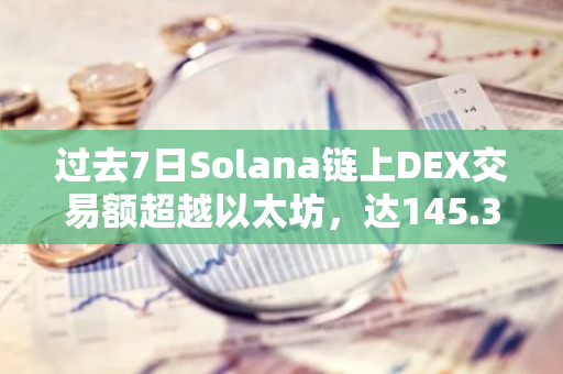 过去7日Solana链上DEX交易额超越以太坊，达145.33亿美元