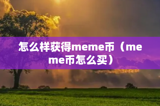 怎么样获得meme币（meme币怎么买）