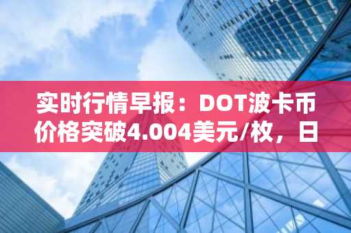 实时行情早报：DOT波卡币价格突破4.004美元/枚，日内涨2.01%