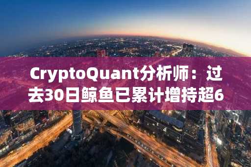 CryptoQuant分析师：过去30日鲸鱼已累计增持超65000枚BTC