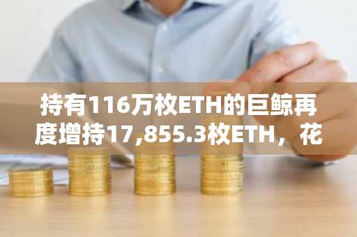 持有116万枚ETH的巨鲸再度增持17,855.3枚ETH，花费3668万美元