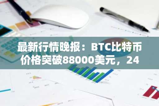 最新行情晚报：BTC比特币价格突破88000美元，24小时跌0.508%