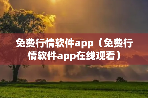 免费行情软件app（免费行情软件app在线观看）