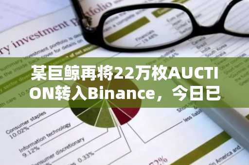 某巨鲸再将22万枚AUCTION转入Binance，今日已累计转入50万枚代币