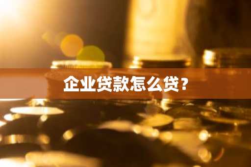 企业贷款怎么贷？