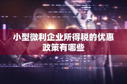 小型微利企业所得税的优惠政策有哪些