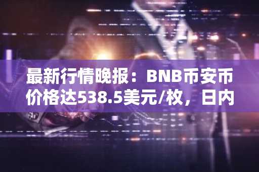 最新行情晚报：BNB币安币价格达538.5美元/枚，日内跌幅-3.54%