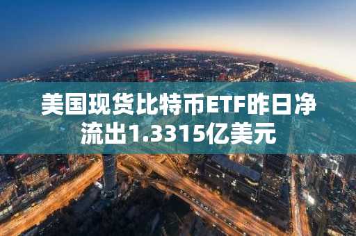 美国现货比特币ETF昨日净流出1.3315亿美元