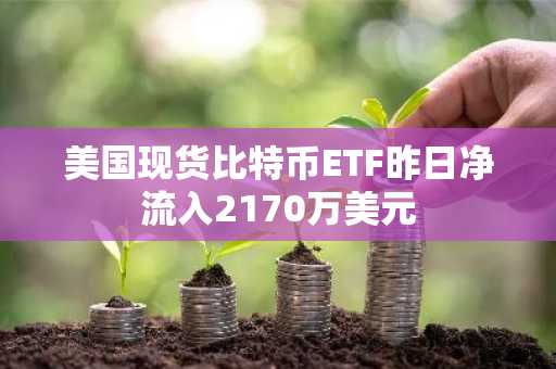 美国现货比特币ETF昨日净流入2170万美元