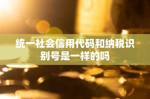 统一社会信用代码和纳税识别号是一样的吗