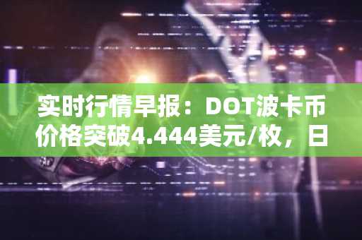 实时行情早报：DOT波卡币价格突破4.444美元/枚，日内涨2.02%