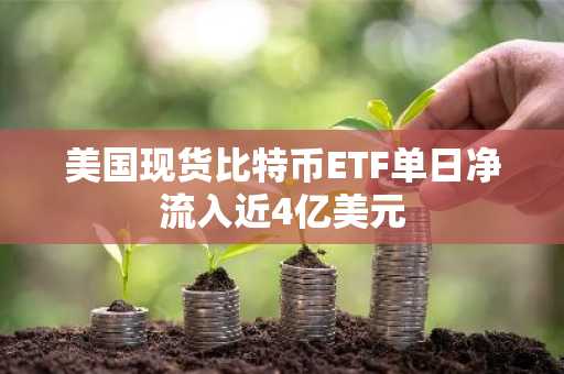 美国现货比特币ETF单日净流入近4亿美元