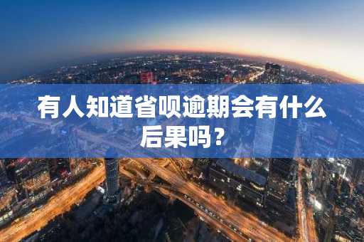 有人知道省呗逾期会有什么后果吗？