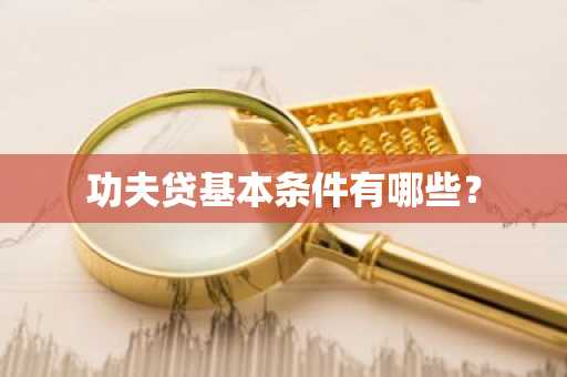 功夫贷基本条件有哪些？