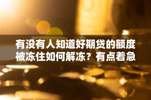 有没有人知道好期贷的额度被冻住如何解冻？有点着急。