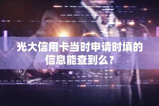 光大信用卡当时申请时填的信息能查到么？
