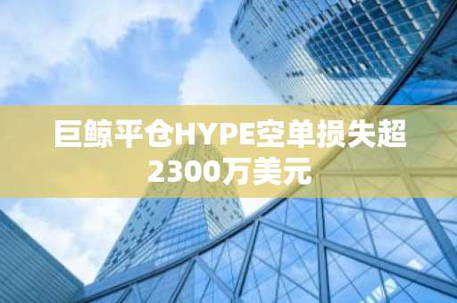 巨鲸平仓HYPE空单损失超2300万美元