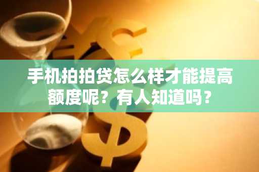 手机拍拍贷怎么样才能提高额度呢？有人知道吗？