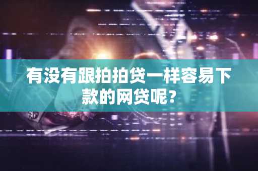 有没有跟拍拍贷一样容易下款的网贷呢？