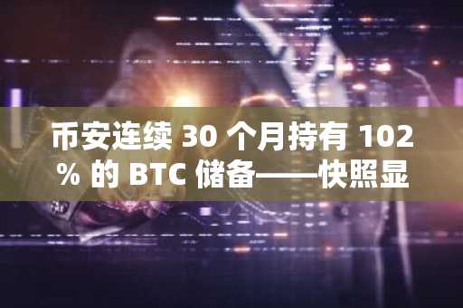 币安连续 30 个月持有 102% 的 BTC 储备——快照显示