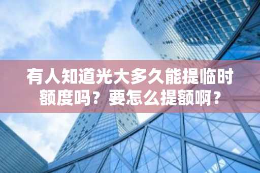 有人知道光大多久能提临时额度吗？要怎么提额啊？