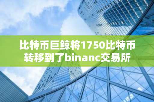 比特币巨鲸将1750比特币转移到了binanc交易所