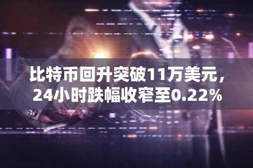 比特币回升突破11万美元，24小时跌幅收窄至0.22%