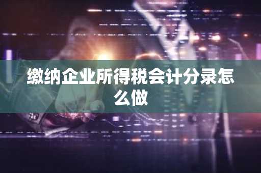 缴纳企业所得税会计分录怎么做
