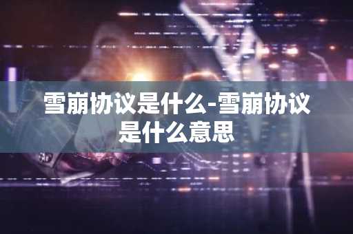 雪崩协议是什么-雪崩协议是什么意思