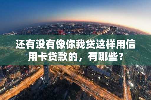 还有没有像你我贷这样用信用卡贷款的，有哪些？