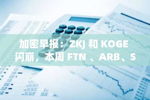 加密早报：ZKJ 和 KOGE 闪崩，本周 FTN 、ARB、S 等代币将迎来大额解锁