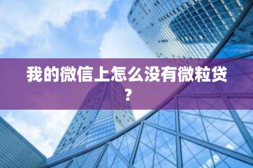 我的微信上怎么没有微粒贷？