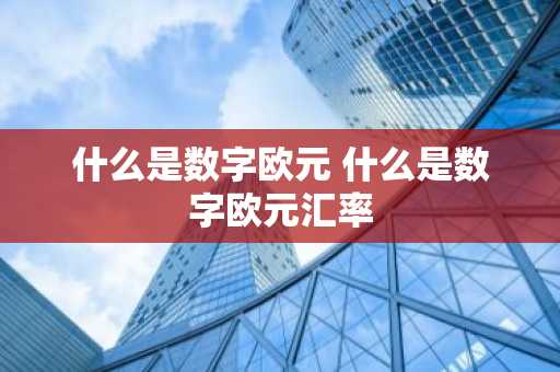 什么是数字欧元 什么是数字欧元汇率