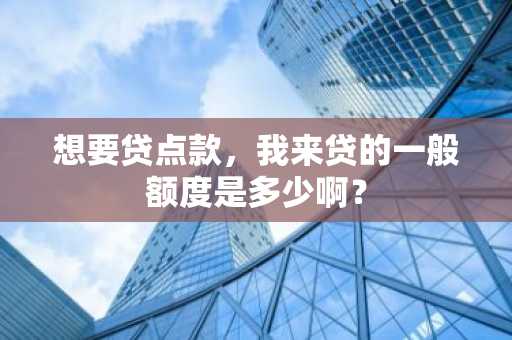 想要贷点款，我来贷的一般额度是多少啊？