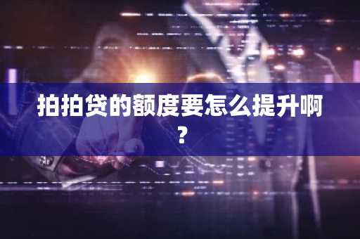 拍拍贷的额度要怎么提升啊？