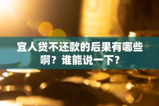 宜人贷不还款的后果有哪些啊？谁能说一下？